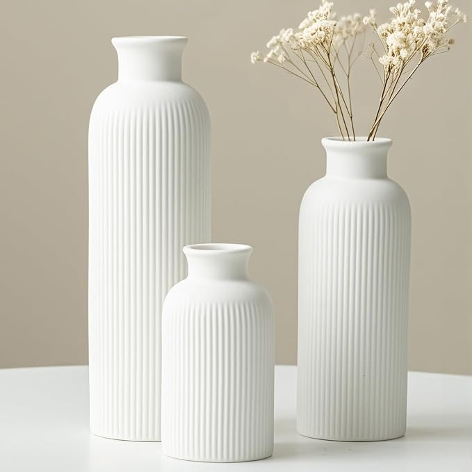 Modern Ceramic Vase Set, 3-Piece Decorative Vases - Image 9