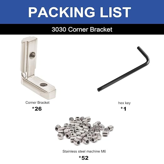 24pcs 3030 Extrusion Connector Corner Bracket Joint Silver | 3030 Extruded - Image 3
