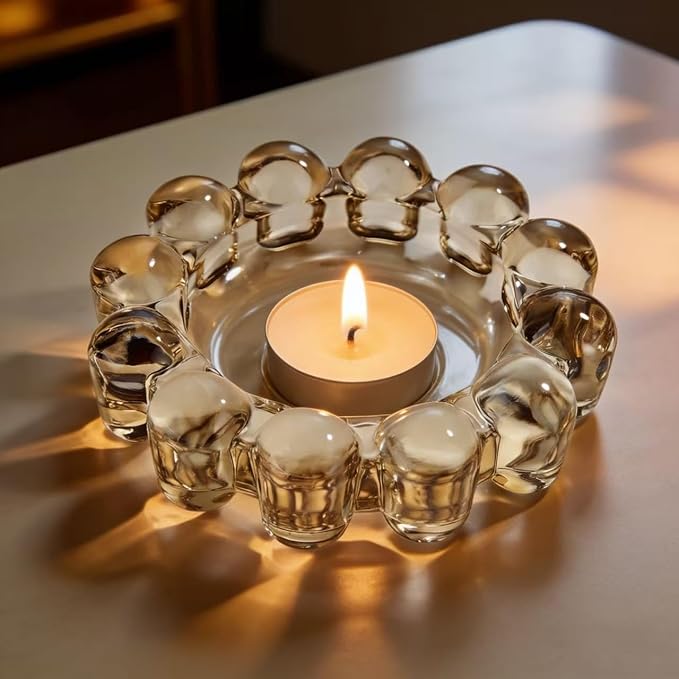 Chic Smoky Bubble Glass Candle Dish – Modern Clear Glass Candle Holder - Image 4