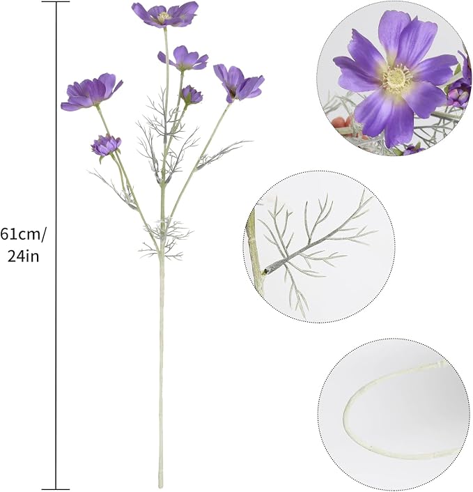 6PCS Daisy Flowers Artificial 24'' Faux Cosmos Flower Stems Artificial - Image 3