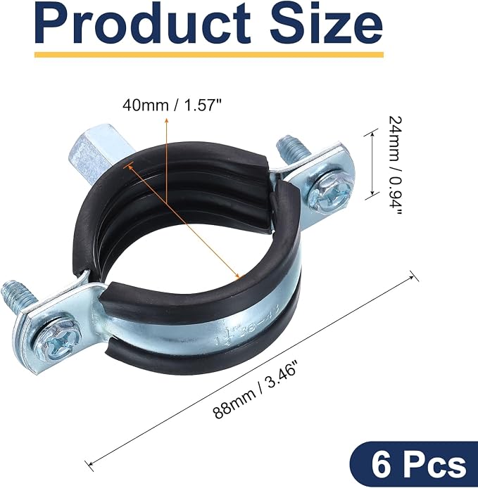 uxcell 6 Pcs Split Ring Pipe Hanger, 40mm/1.6inch Adjustable Pipe Bracket Clamp - Image 2