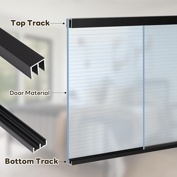 2Sets Aluminum Sliding Door Track Set - Image 3
