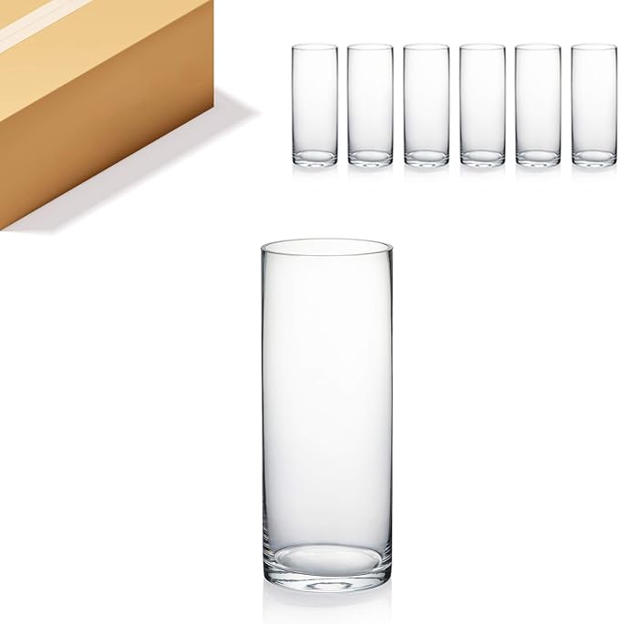 WGVI Quality Thick Weighted Clear Cylinder Glass Vases, Flower Arrangement by WGVInternational-OpusGlassware