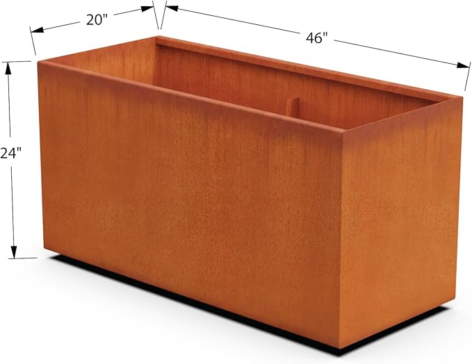 Large Rectangular Planters for Outdoor Plants – 46x20x24 Inch Corten Steel - Image 5
