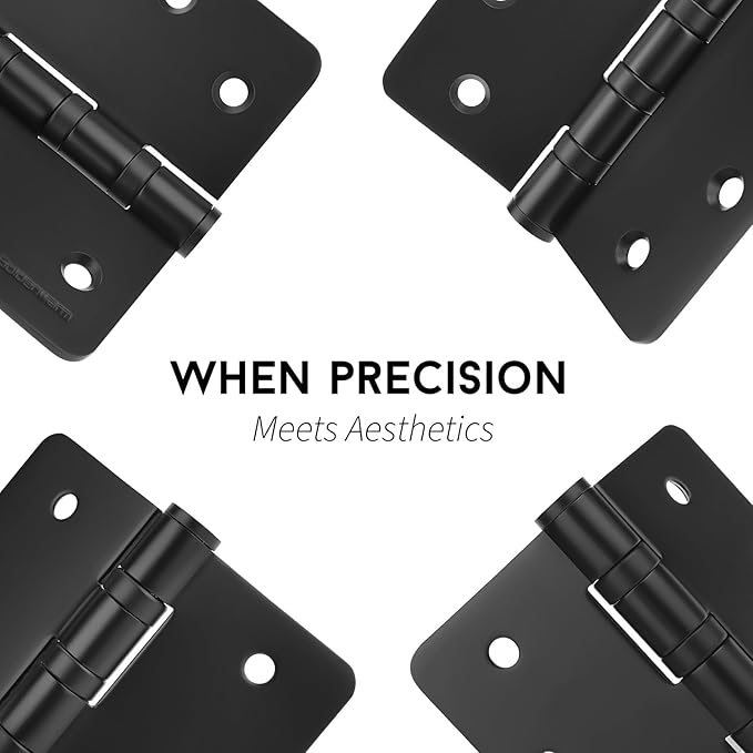 goldenwarm 6 Pack 4'' Black Ball Bearing Door Hinges – Heavy Duty Stainless - Image 4