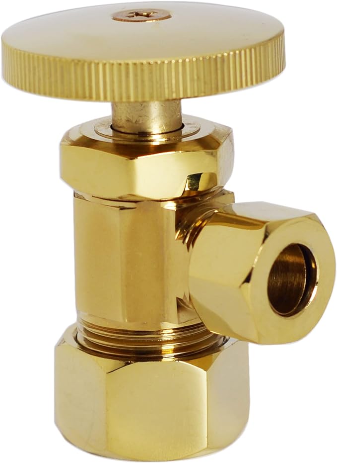 Westbrass A105-01 Round Handle Angle Stop Shut Off Valve, 1/2" Copper Pipe Inlet by Westbrass