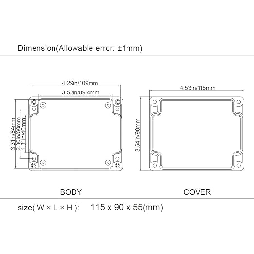 ABS Plastic Electrical Project Case Power Junction Box, Project Box Black 4.5" - Image 8