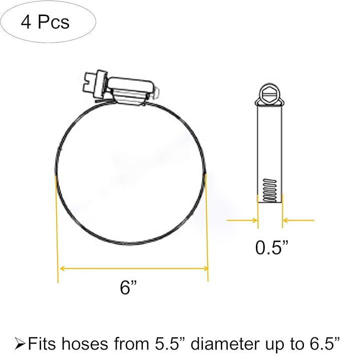 6 Inch Adjustable 304 Stainless Steel Duct Clamps Hose Clamp | Hose Clamp Pipe - Image 4