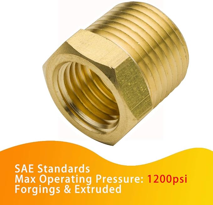 Brass Pipe Fitting Hex Bushing 1" NPT Male to 3/4" NPT Female Adapter 1200psi - Image 2
