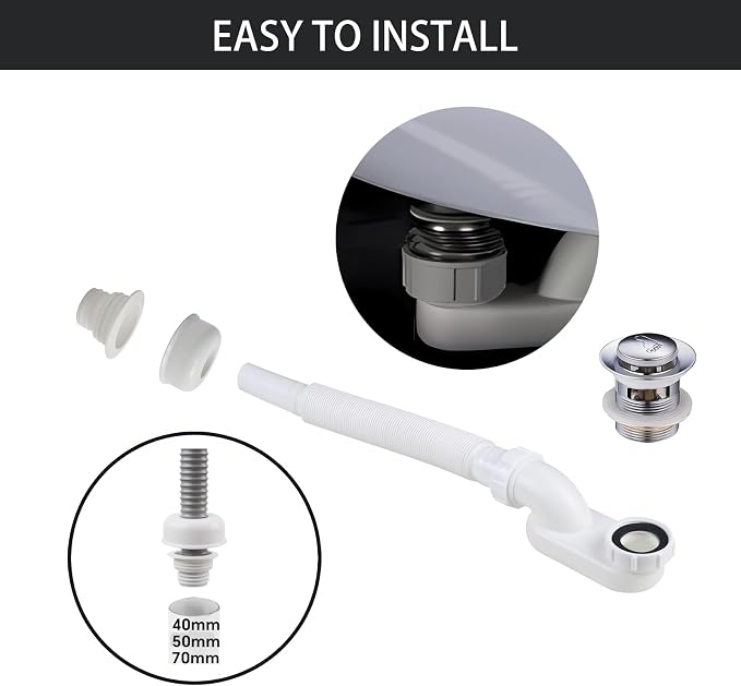 Flexible Bathtub Drain Pipe, Upgraded No-leak Low Profile 1 1/2 P Flat Drainage - Image 6