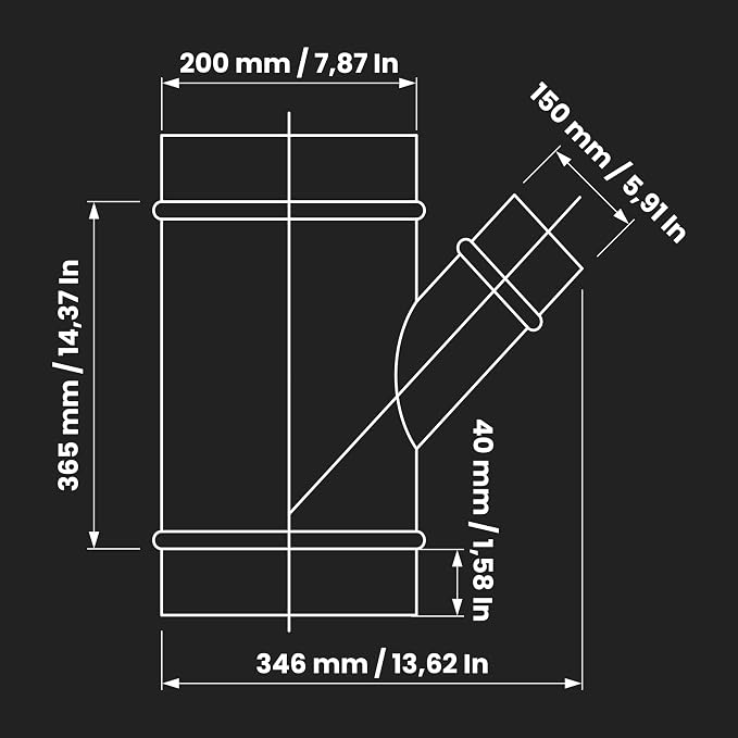 8" Inch to 6" Inch Branch Wye-Shape Ducting Splitter - Image 2