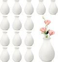 15 Pack White Ceramic Bud Vases Bulk, 3.9 Inch Premium Boho Small Flower Vases by Rainmae