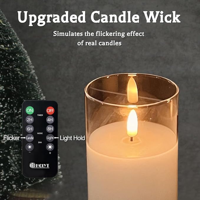 Glass Rechargeable LED Realistic Flickering Flameless Candles | Fake Flame - Image 4