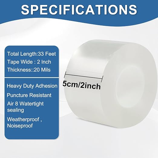 FOURGUN Window Sealing Tape 2IN x 33 FT Draft Isolation No Residue Removable - Image 2