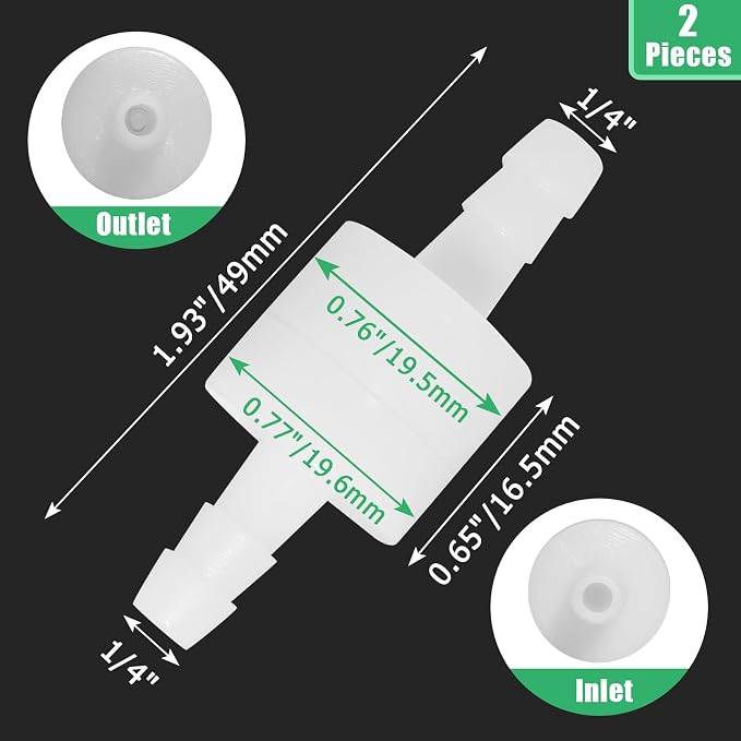 Luomorgo 1/4" Inline Check Valve, One-Way Non-Return Air Check Valve, Ozone - Image 3