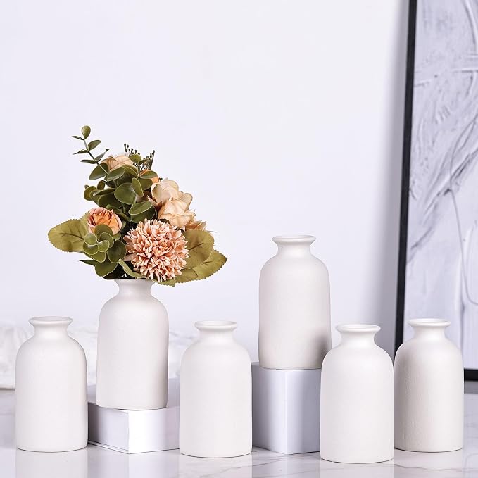White Bud Vases Set of 6 - Image 6