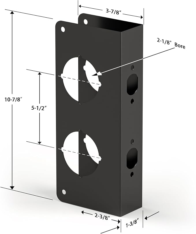 Door Knob Reinforcement Plate, Matte Black, Fits 1-3/8" Doors, 2-3/8" Backset - Image 3