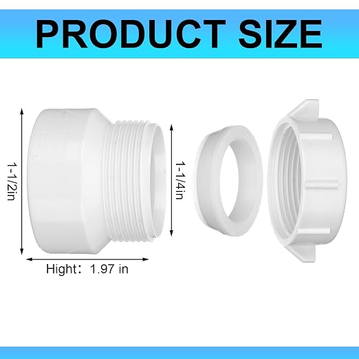 4 Pack 1-1/2 Hub x 1-1/4 Slip PVC Trap Adapter Dwv Drain Pipe Slip Coupling - Image 3