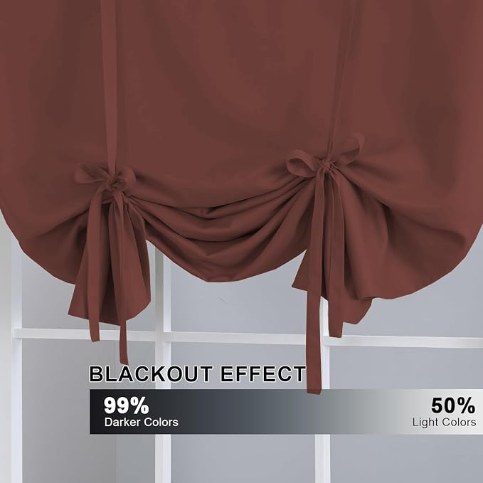 H.VERSAILTEX Blackout Tie Up Curtain 2 Panels Thermal Insulated Window Shade - Image 3
