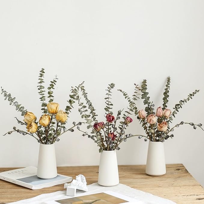 Modern White Small Ceramic Vase Set of 6 - Image 6