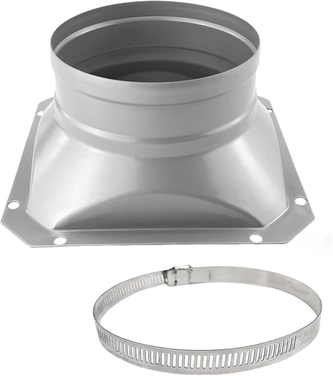 6 Inch Duct Connector Flange, Metal Straight Pipe Flange Square to Round by FKUMLUN
