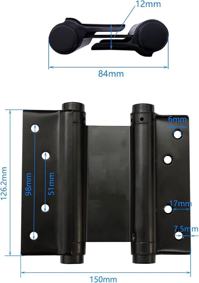 Pair of 5'' Stainless Steel Matte Black Double Action Spring Door Hinge - Image 3