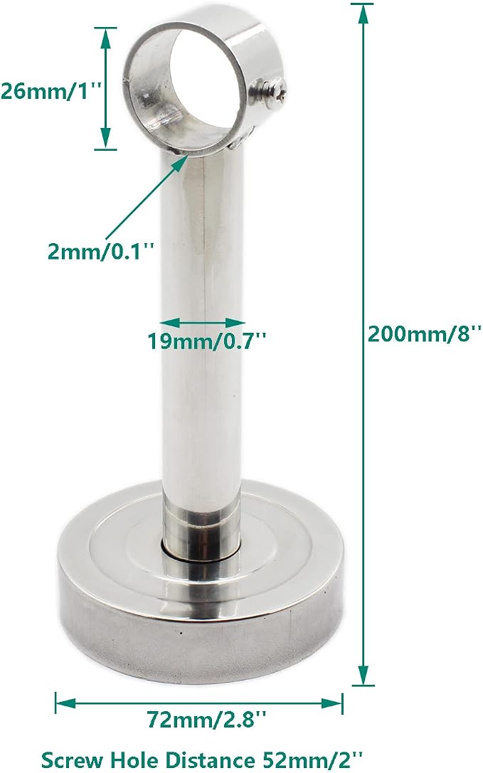 2 Pack Ceiling Mount Bracket, Stainless Steel Wardrobe Pipe Bracket Rod Holder - Image 2