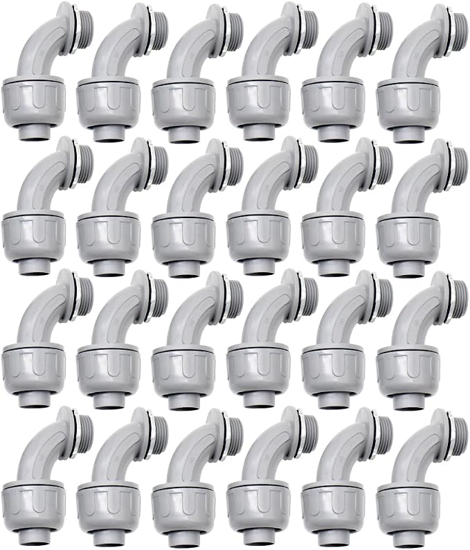 MAKERELE 24-Pack 3/4 Inch 90° PVC Liquid Tight Elbow Connectors | High Quality by MAKERELE