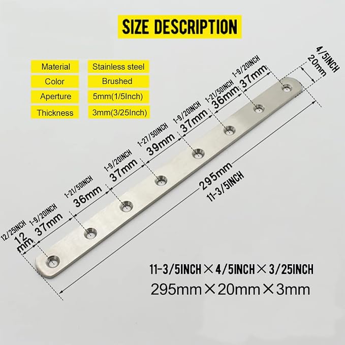 8Pcs Flat Mending Plate, Mending Joining Plates Repair Fixing Bracket Connector - Image 2