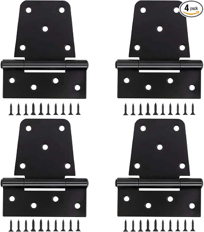3-1/2" Heavy Duty Gate Hinges, 4 Pack Black Iron Shed Door Hinges, Heavy Duty T by CTrowelpro