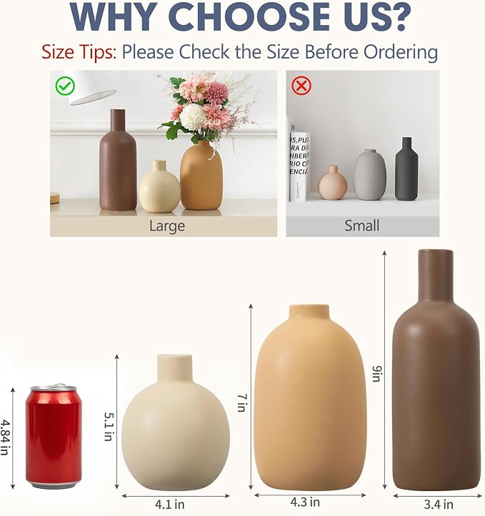 Large Ceramic Vase Set of 3 - Image 2