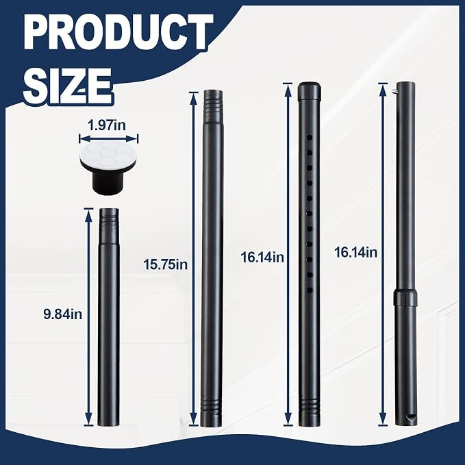 Geelin 10FT Dust Barrier Poles, 4 Pack Telescoping Steel Poles - Image 2