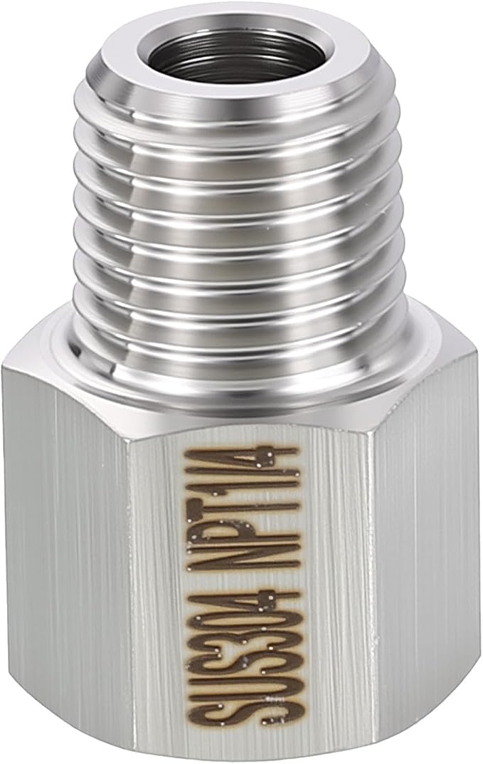 1 Pack 304 Stainless Steel Male to FeMale Adapter, M14*1.5 Male x 1/4" FeMale by Rebower