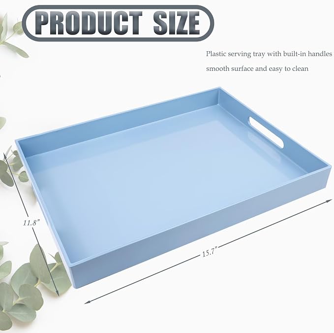 Spsyrine Serving Tray with Handles, Plastic Decorative Tray - Image 3