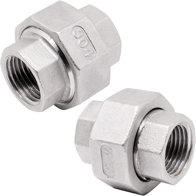 304 Stainless Steel Pipe Fittings Union 1/2" NPT Female to Female 2pcs - Image 6