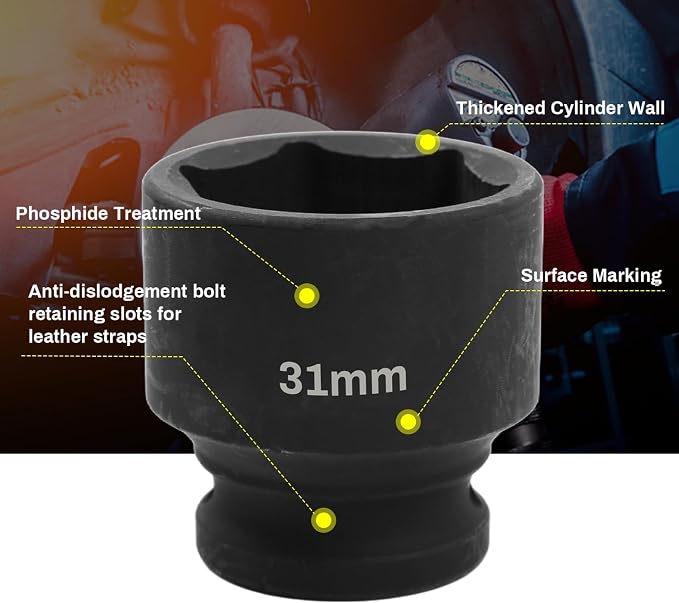 1/2" Drive 31mm Deep Impact Socket, 6 Point Chrome Molybdenum Steel Heavy Duty - Image 5