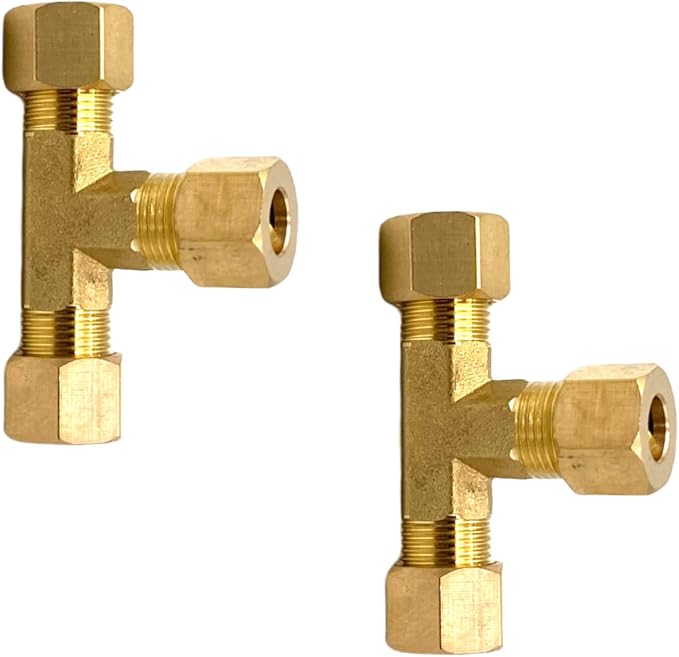 2 Pcs Brass Compression Union Tee Tube Fittings, 5/16" x 5/16" x 5/16" - Image 5