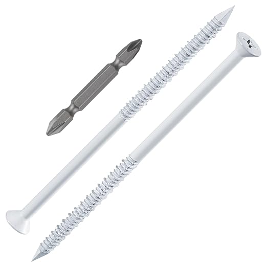 WenSilon 1/4" x5 White Concrete Screw Anchor White Flat Head by Wensilon