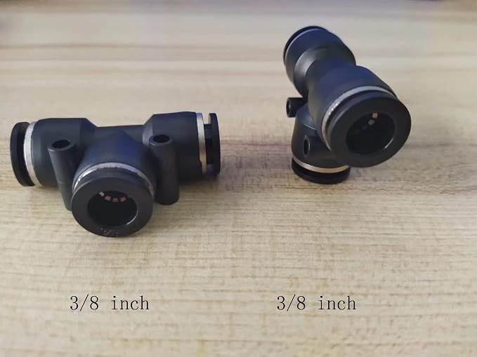 3/8 inch Air Hose T Connector Plastic Pneumatic Quick Push to Connect Tee - Image 2