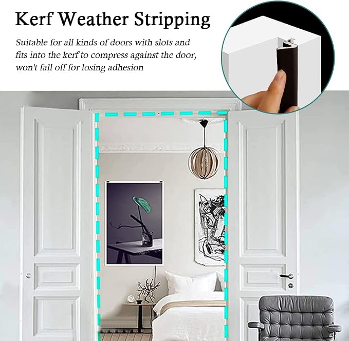 LSGCQ Kerf Weather Stripping for Door Seal Strip, 60 Ft, Front Door Seal Strip - Image 6