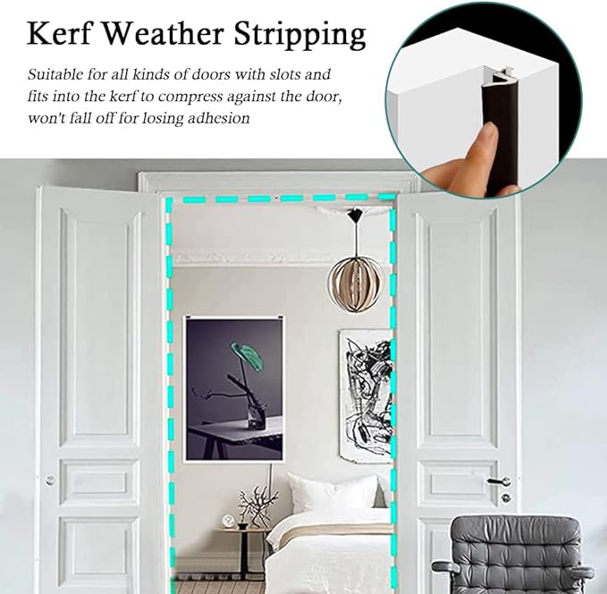 LSGCQ Kerf Weather Stripping for Door Seal Strip, 40 Ft, Front Door Seal Strip - Image 6