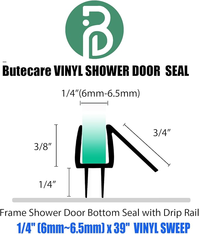 2-Pack Butecare Frameless Shower Door Bottom Seal - Image 3