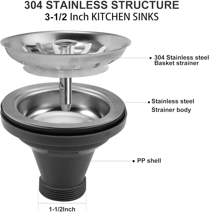 3-1/2'' Kitchen Sink Drain Kit - Image 4