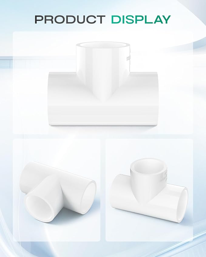 6-Pack 3/4 Inch PVC Tee Pipe Fittings, 3 Way Socket x Socket, Schedule 40 PVC - Image 9