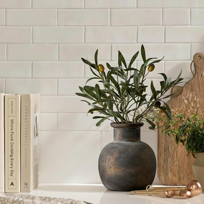 SIDUCAL Ceramic Rustic Farmhouse Vase | 6 Inch Pottery Decorative Flower | Boho - Image 7