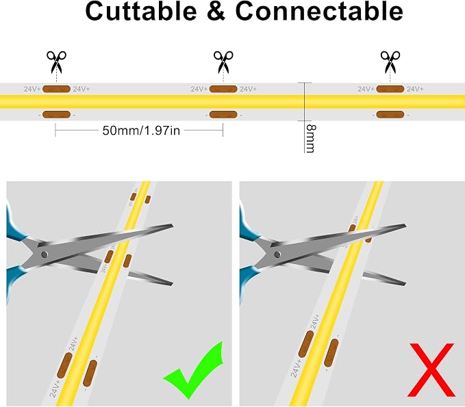 Pandery COB LED Strip, LED Strip Lights 3M/9.84ft, Touch Dimmable LED Strips - Image 9