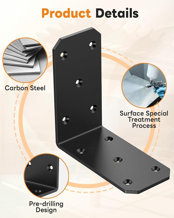Heavy Duty 90 Degree L Brackets, Fences & Pergolas, Pre-Drilled Countersunk - Image 4