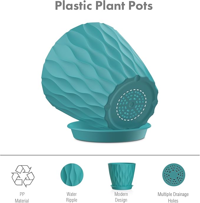 Meowell 6 inch Flower Pots, 5 Pack Plant Pots - Image 4