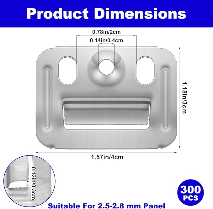 300 Pcs Buckle Stainless Steel Wall Mounting Clips, Interlocking Hanging - Image 2