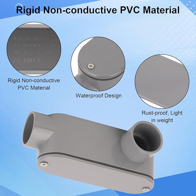 4Pack 1 Inch Rigid PVC Conduit Body Type LR, Slip x Slip PVC Conduit Bodies LR - Image 4
